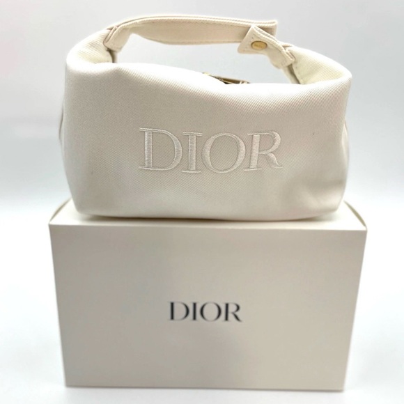 Dior Handbags - Christian Dior White Cosmetic Bag w/ Top Handle- Box Included NIB